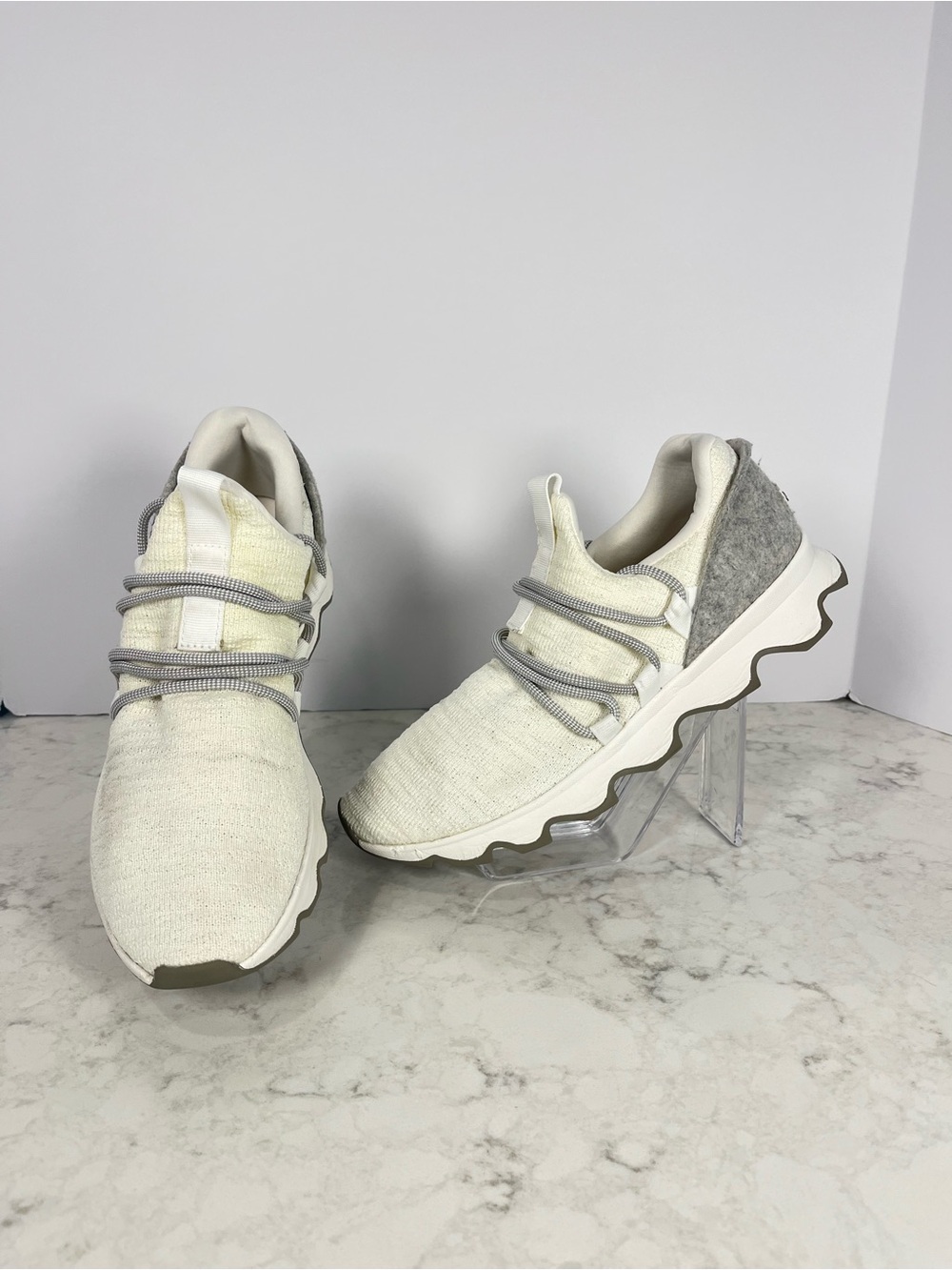 Sorel Kinetic Impact White Women's Sneakers. White and grey